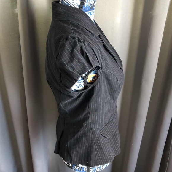 AGB Cap Sleeve Jewel Button Front Blazer Jacket - Picture 5 of 13